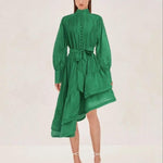Pleated Mid Length Evening Dress
