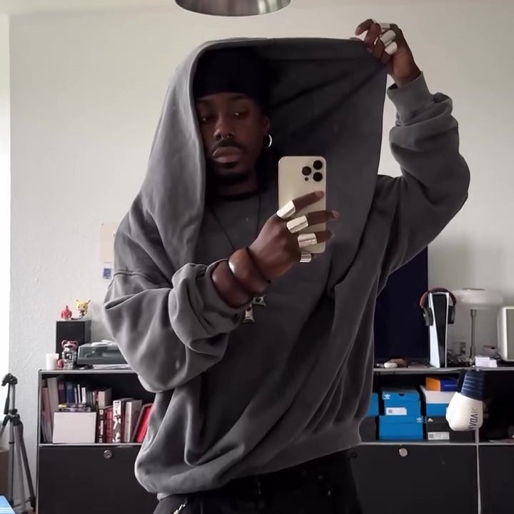 Casual Hooded Loose Sweatshirt - grey
