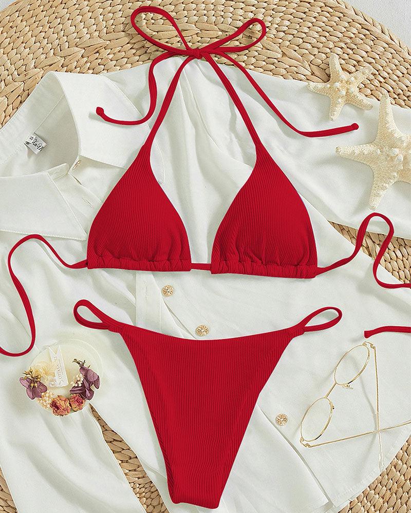 Luxury High-Waist Hanging Neck Tie Bikini