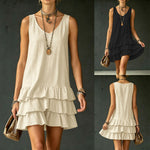 Sleeveless V-Neck Layered Ruffle Mini Dress