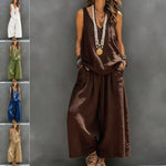 Casual Sleeveless Tank Top And Wide-Leg Pants
