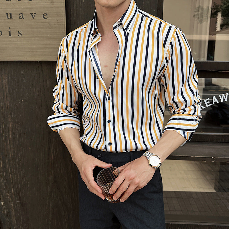 Long-sleeved Striped Shirt - yellow