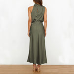 Sleek Sleeveless Summer Midi Dress - green