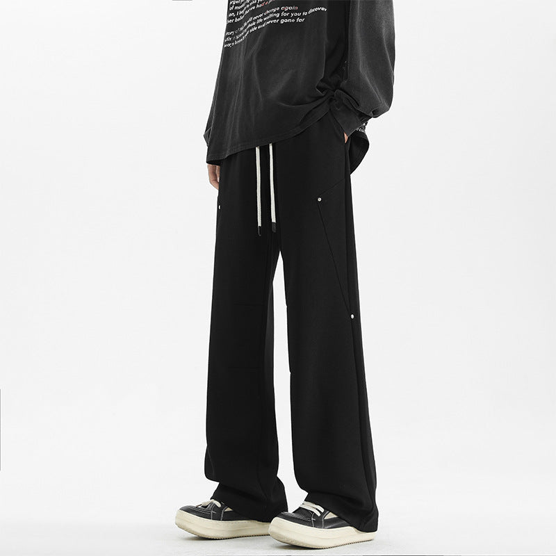 Straight-Leg Casual Pants - Black