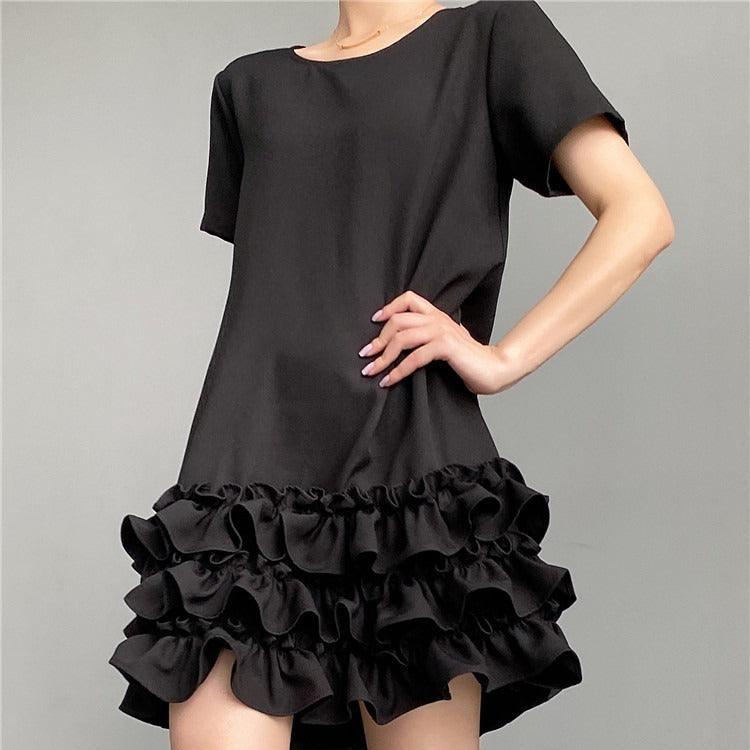 Hepburn Style Ruffle Edge Dress
