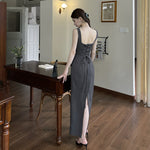 French Chic: Grey One-Shoulder Midi