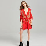 Bohemian V-neck Embroidered Dress