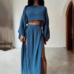 Effortless Elegance: The Linen-Blend Two-Piece Set Reveal - blue