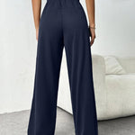Drawstring Wide Leg Pants with Pockets -runwayfashionista.com