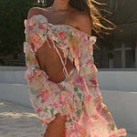 Sexy Floral Tie-Strap Beach Dress Set
