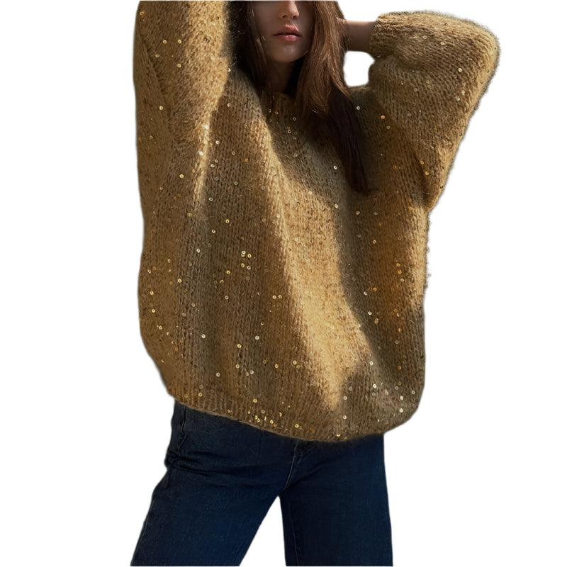 Loose Round Neck Lantern Sleeve Sweater