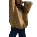 Loose Round Neck Lantern Sleeve Sweater