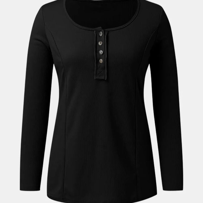 Scoop Neck Long Sleeve T-Shirt -Runwayfashionistta.com