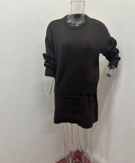 Long Sleeve Pullover Elegant Solid High Waist Mini Skirt Outfit