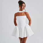 Mini Tube Top Dress With Back Zipper Design - white