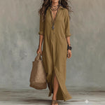 Long-sleeve Maxi Dress -khaki