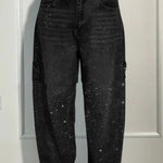 Shiny Straight Jeans With Pockets