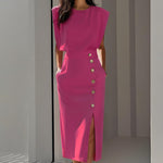 Casual Sleeveless Midi Dress = pink