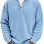 Corduroy Zipper Stand Collar Sweatshirt