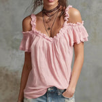 Off-Shoulder Blouse - pink