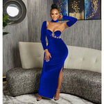 Strapless Long Sleeve Maxi Dress - Blue