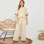 Knitted Sweater Wide Leg Pants Set - runwayfashionista.com