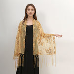 Long Fringe Sequin Embroidered Shawl