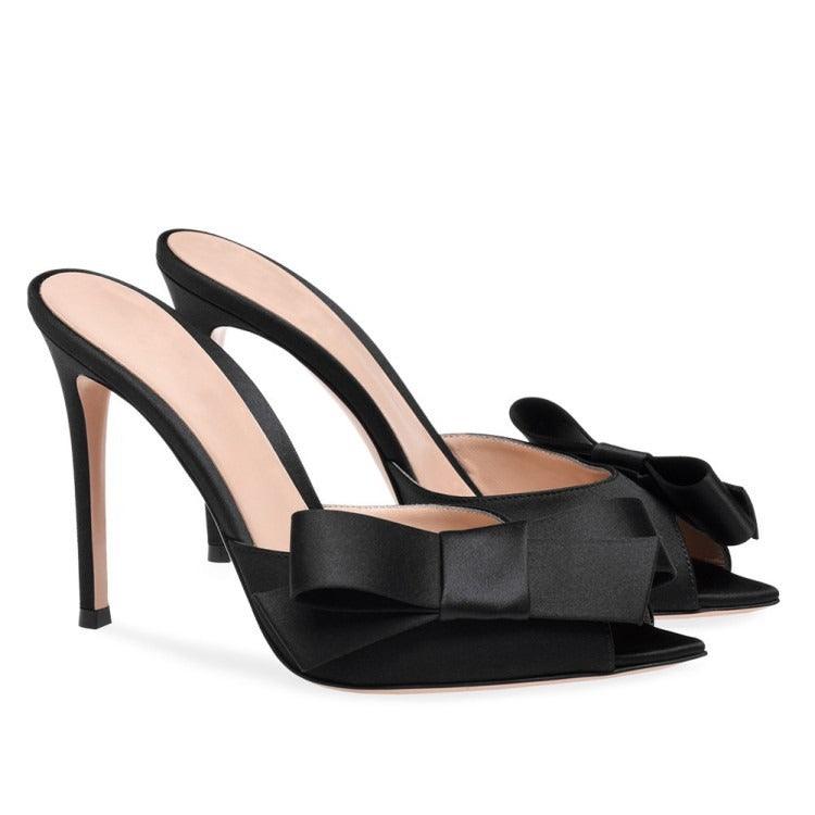 Pointed bow thin high heels