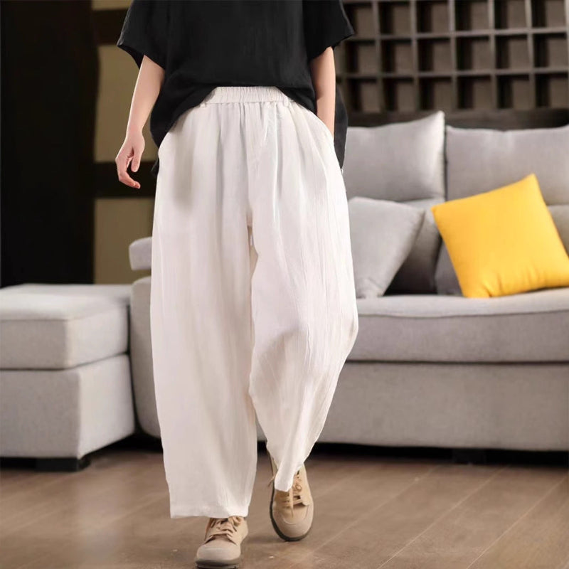 Retro Linen Harem Pants: Tapered & Lined