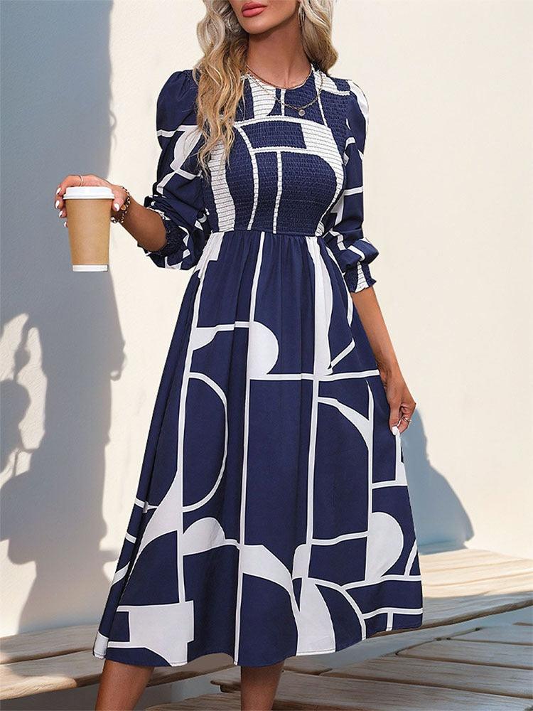 Long Sleeved Printed Dress