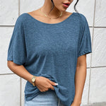 Backless Twisted Round Neck Half Sleeve T-Shirt - runwayfashionista.com