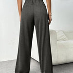 Drawstring Wide Leg Pants with Pockets -runwayfashionista.com