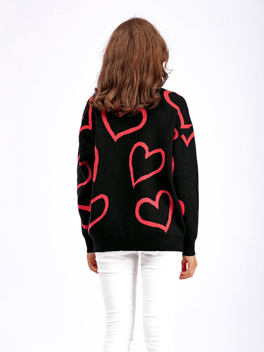 O Neck Heart-shaped Sweaters - runwayfashionista.com