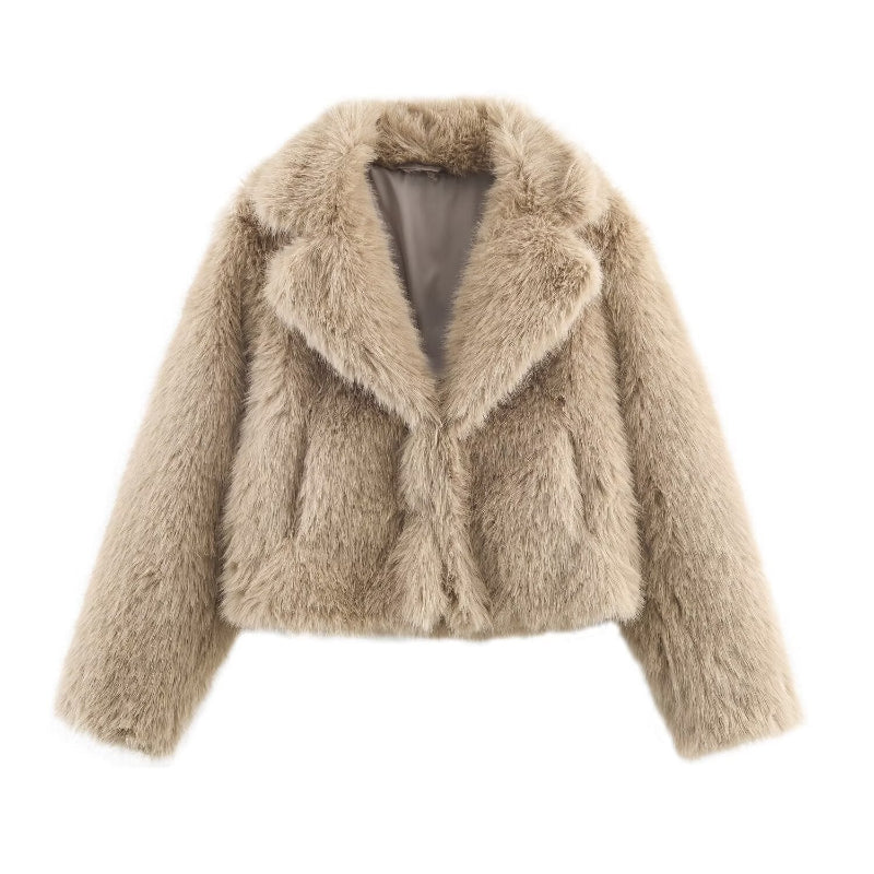 Artificial Fur Effect Short Jacket: The Luxe Commute Essential