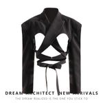 High Grade Modern Texture Black Top - runwayfashionista.com