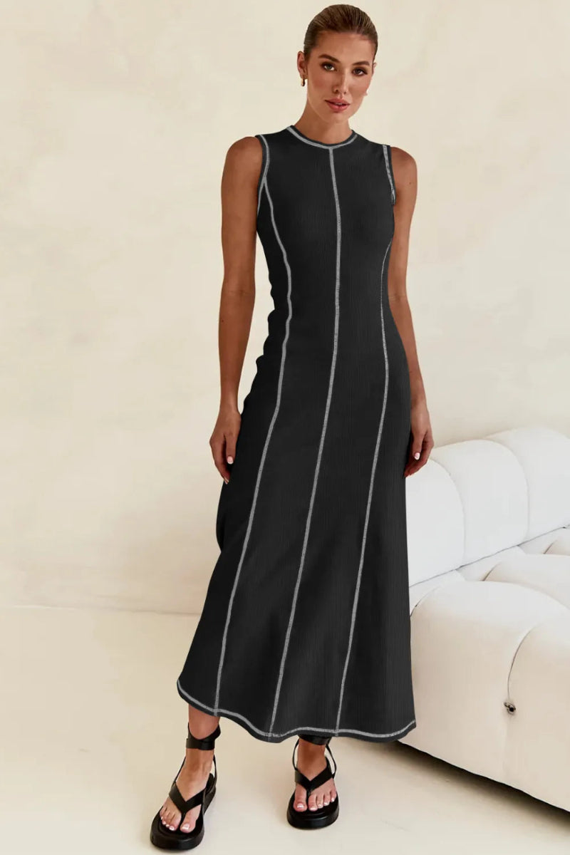 Contrast Stitching Maxi Tank Dress