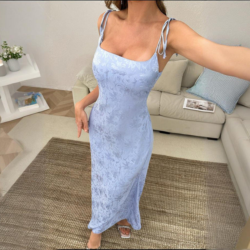 Bareback Jacquard Midi Dress: Own the Spotlight