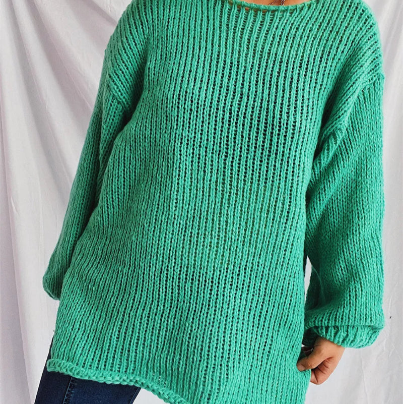 Boat Neck Dropped Shoulder Sweater - runwayfashionista.com
