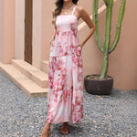Strapless Ink Pocket Maxi Dress - Floral