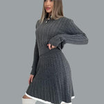 Pleated Short Skirt Suit