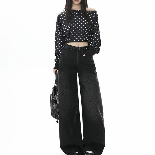 High Waist Loose Slim Straight Leg Long Pants