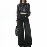 High Waist Loose Slim Straight Leg Long Pants