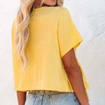 Tied Plunge Short Sleeve Blouse - runwayfashionista.com