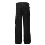 Retro Revival: The Ultimate Multi-Pocket Workwear Jeans - black