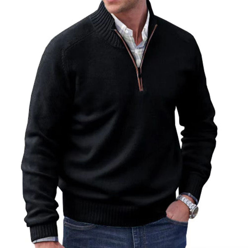 Men's Wool Blend Stand-up Collar Sweater - back