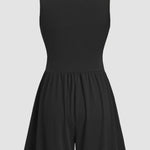 Pleats and Decorative Grooves Sleeveless Romper - rnwayfashionista.com