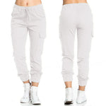 The Ultimate Utility: Women’s Elastic Waist String Side Pocket Pants - white