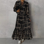 Elegant Long Sleeve Maxi Dress - Black