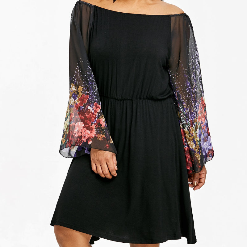 Plus Size Flower Printed Party Dress
