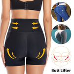 Black Butt-lifter Shaper Panty made from nylon, offering waist protection, buttock lifting, and abdominal tightening. Available in sizes S-XL.